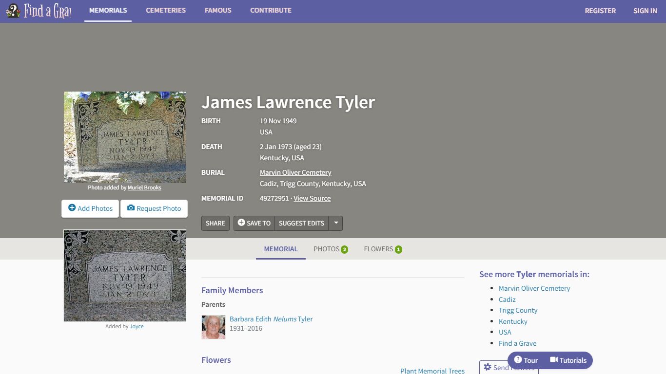 James Lawrence Tyler (1949-1973) - Find a Grave Memorial